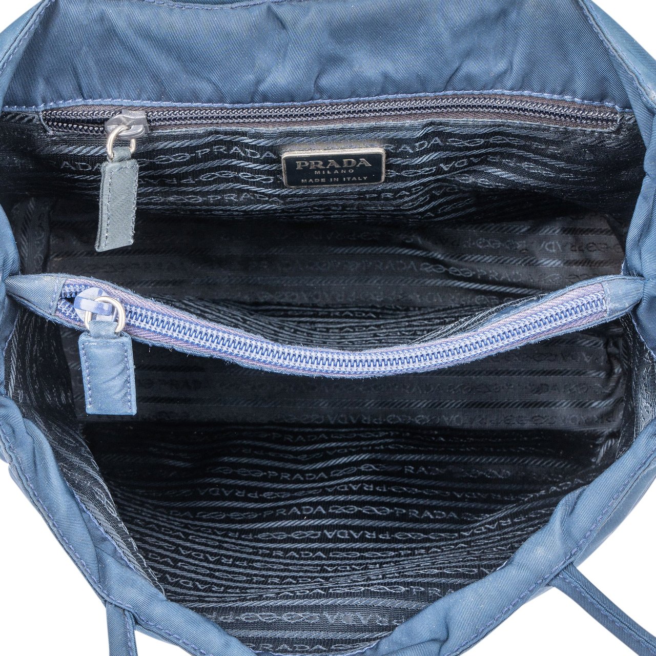 Prada Prada Blue Nylon Triangle Handbag Blauw