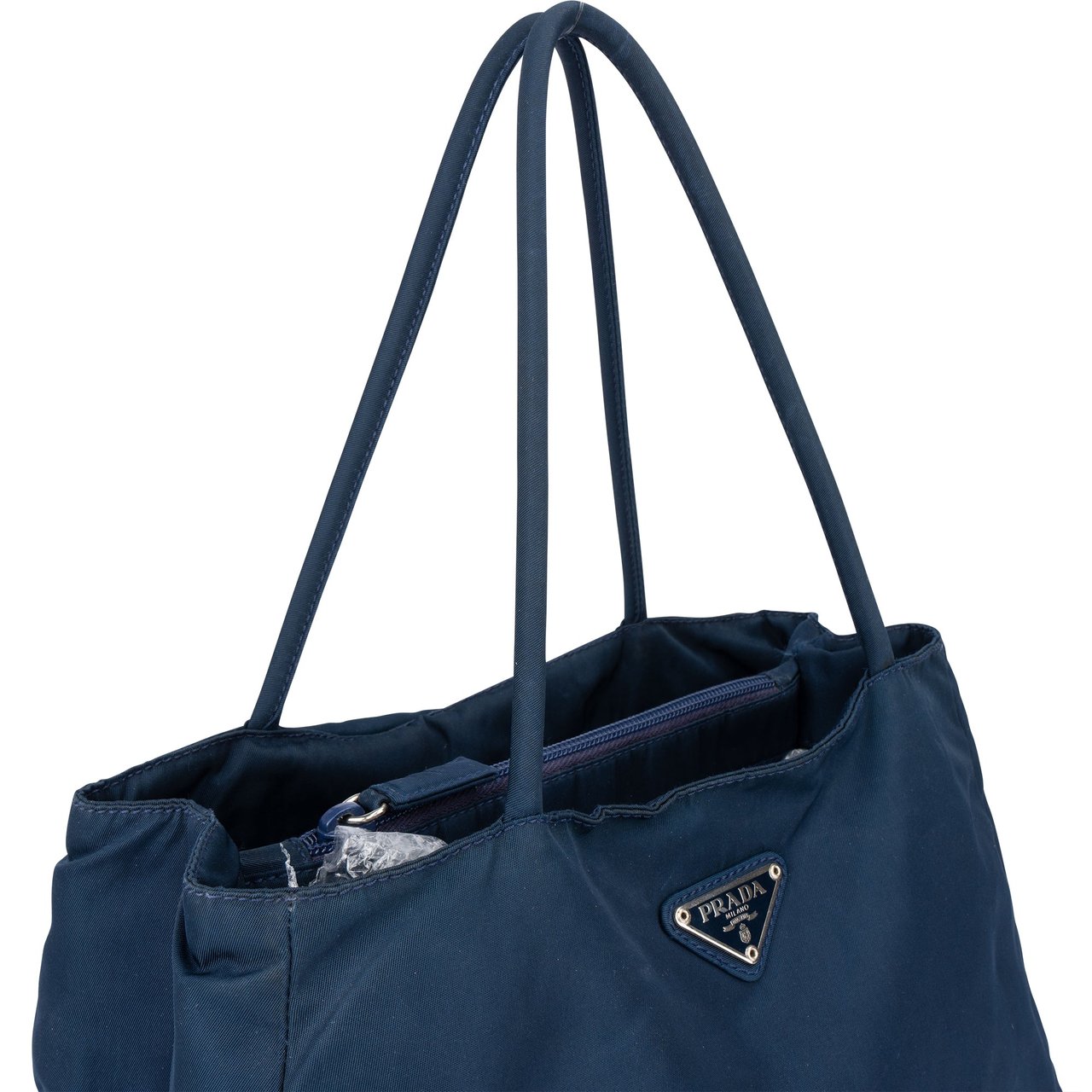 Prada Prada Blue Nylon Triangle Handbag Blauw