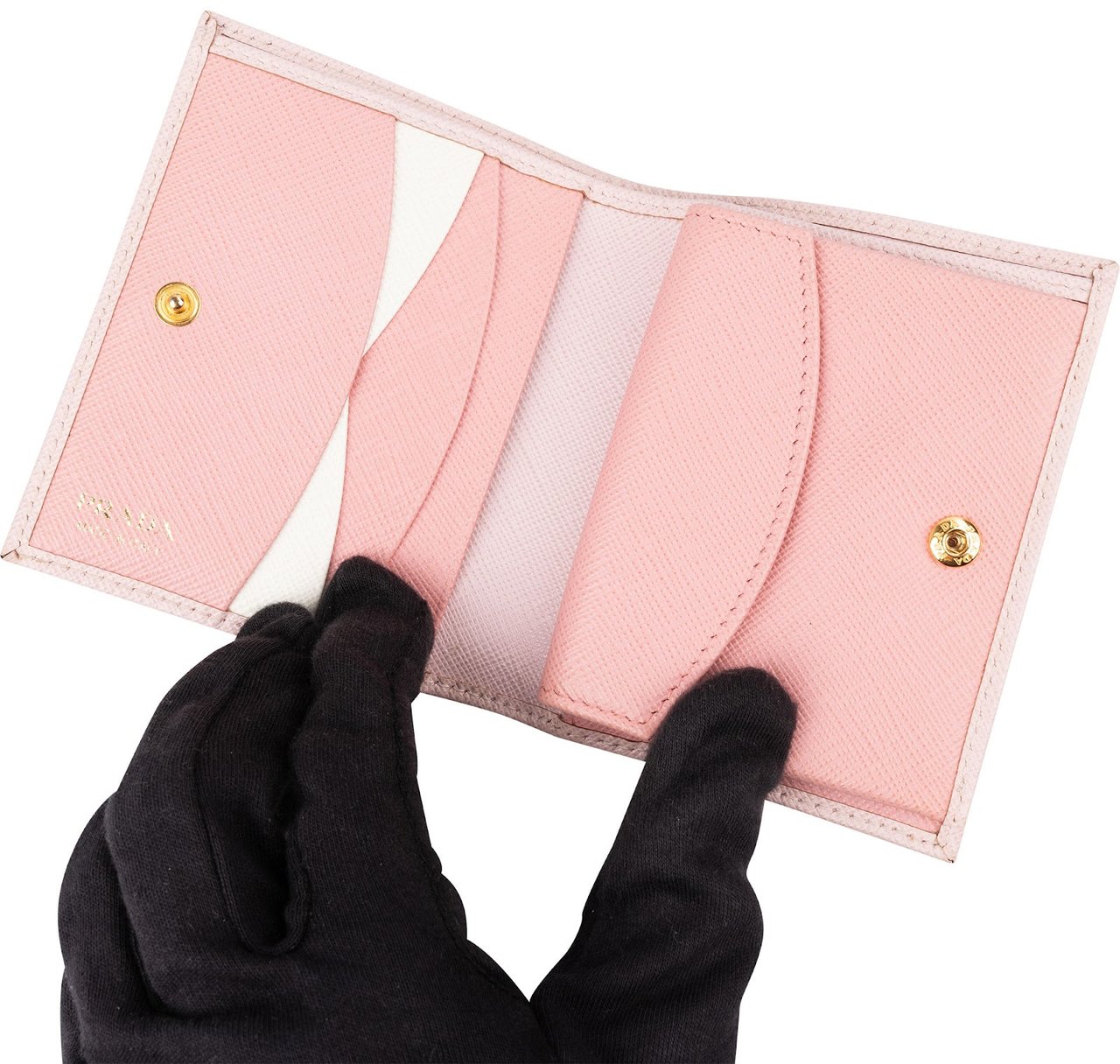 Prada Pink Saffiano Leather Small Wallet Rood