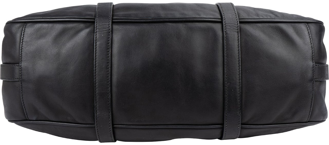 Prada Black Leather Buckle Tote Handbag Zwart