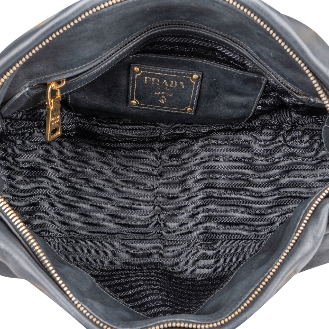 Prada Black Leather Buckle Tote Handbag Zwart