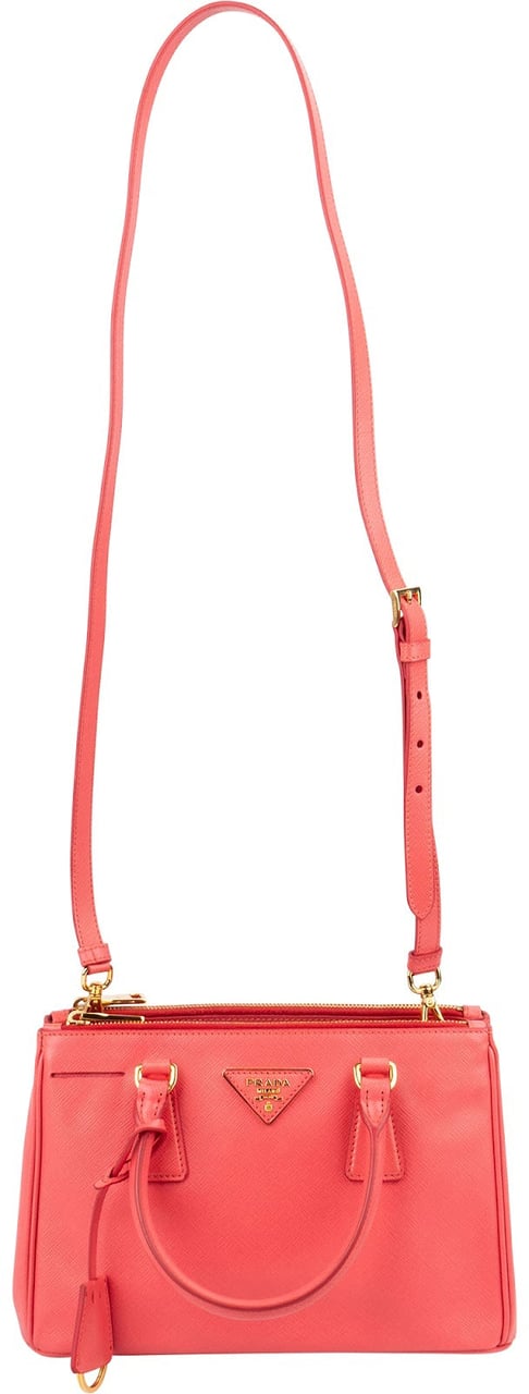 Prada Pink Saffiano Leather Small Galleria Handbag Rood