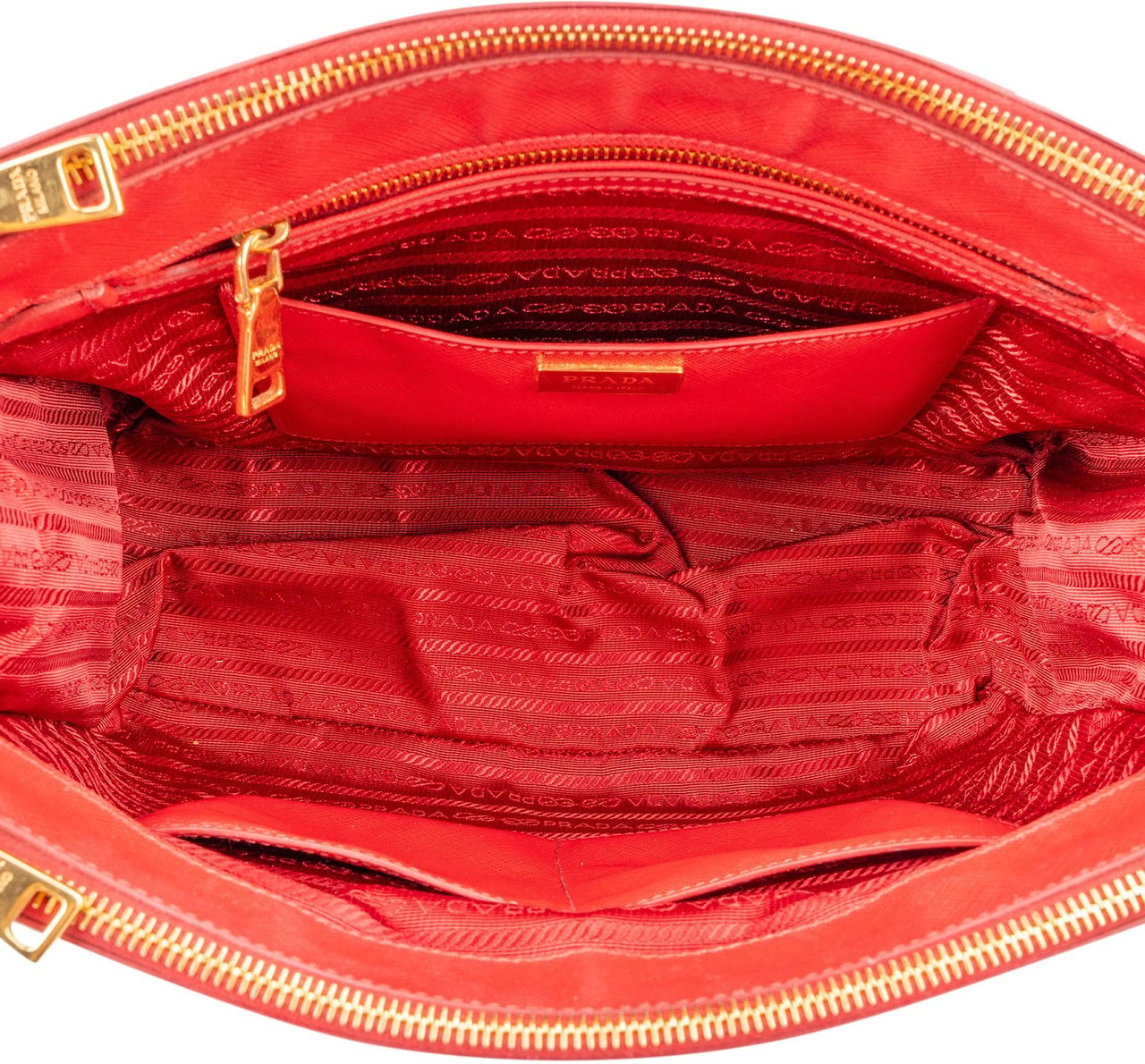 Prada Red Saffiano Leather Galleria Handbag Rood