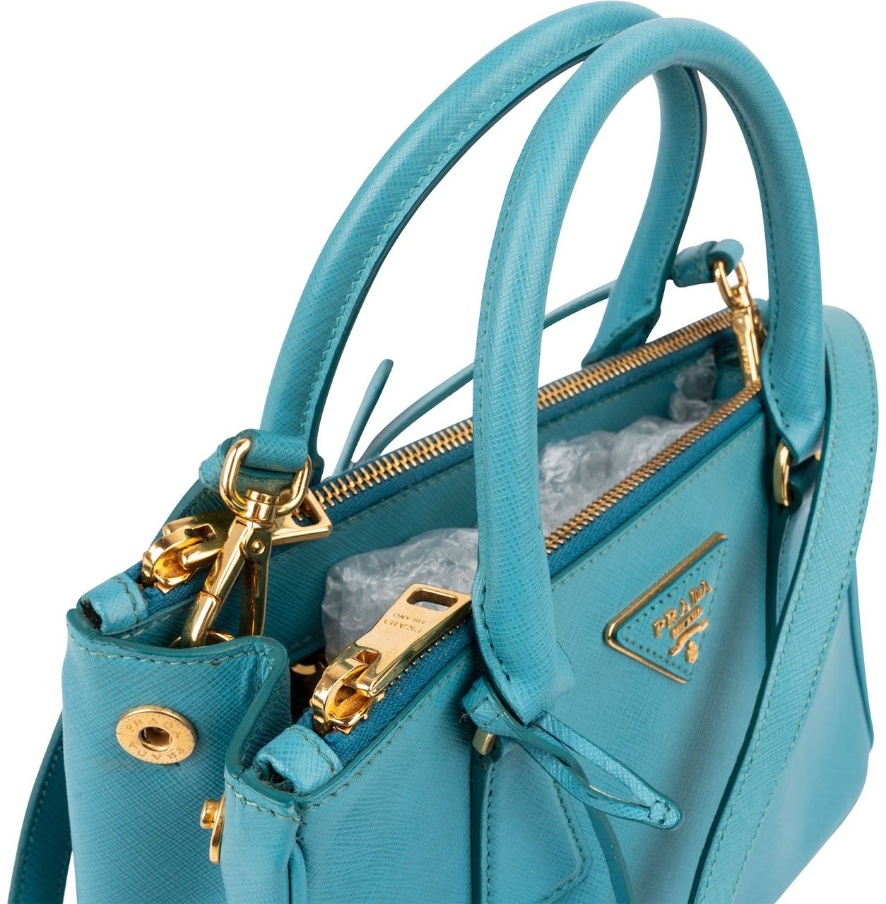 Prada Saffiano Leather Mini Galleria Handbag Blauw