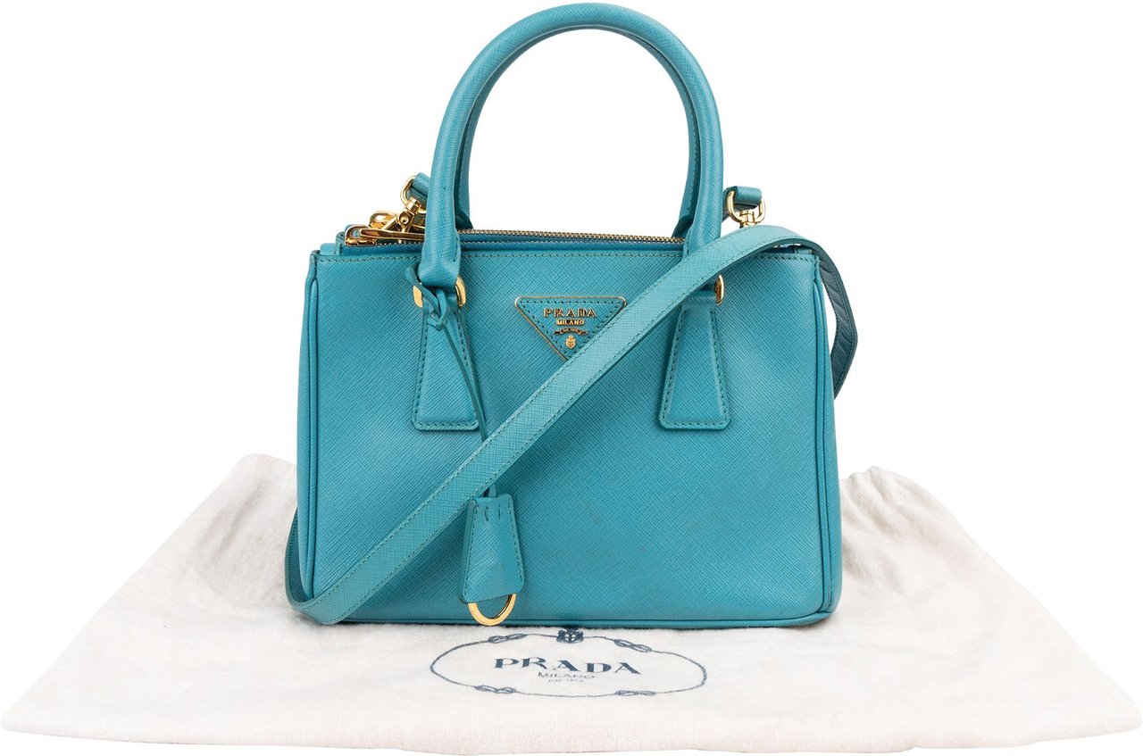 Prada Saffiano Leather Mini Galleria Handbag Blauw