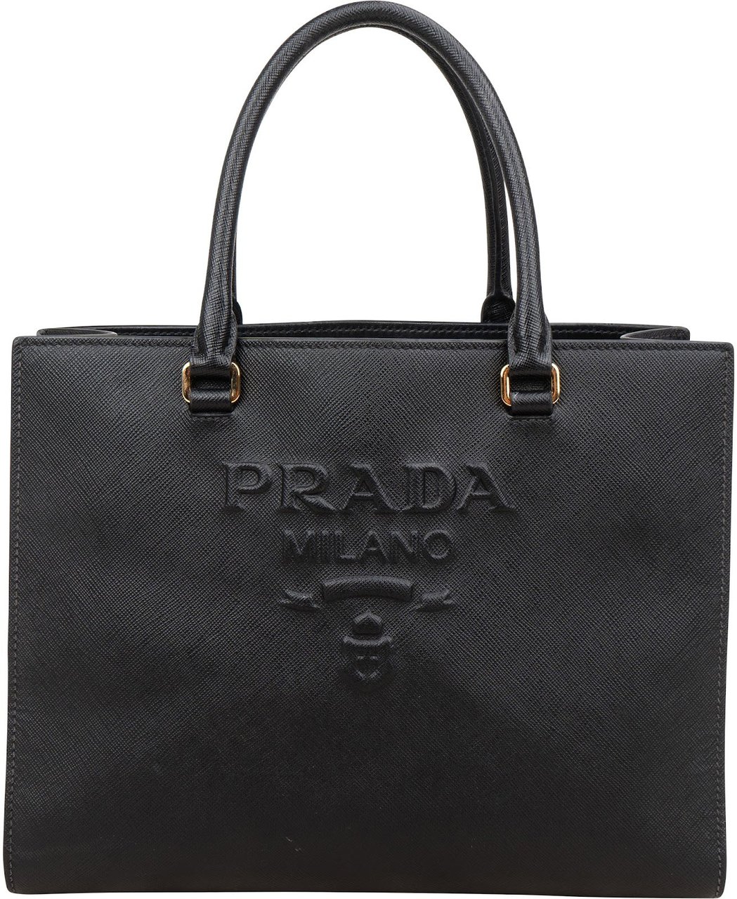 Prada Saffiano Leather Small Tote Handbag Zwart