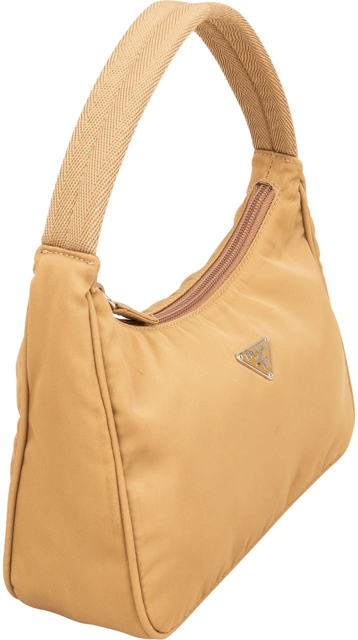 Prada Nylon Triangle Vintage Re-Edition Handbag Beige