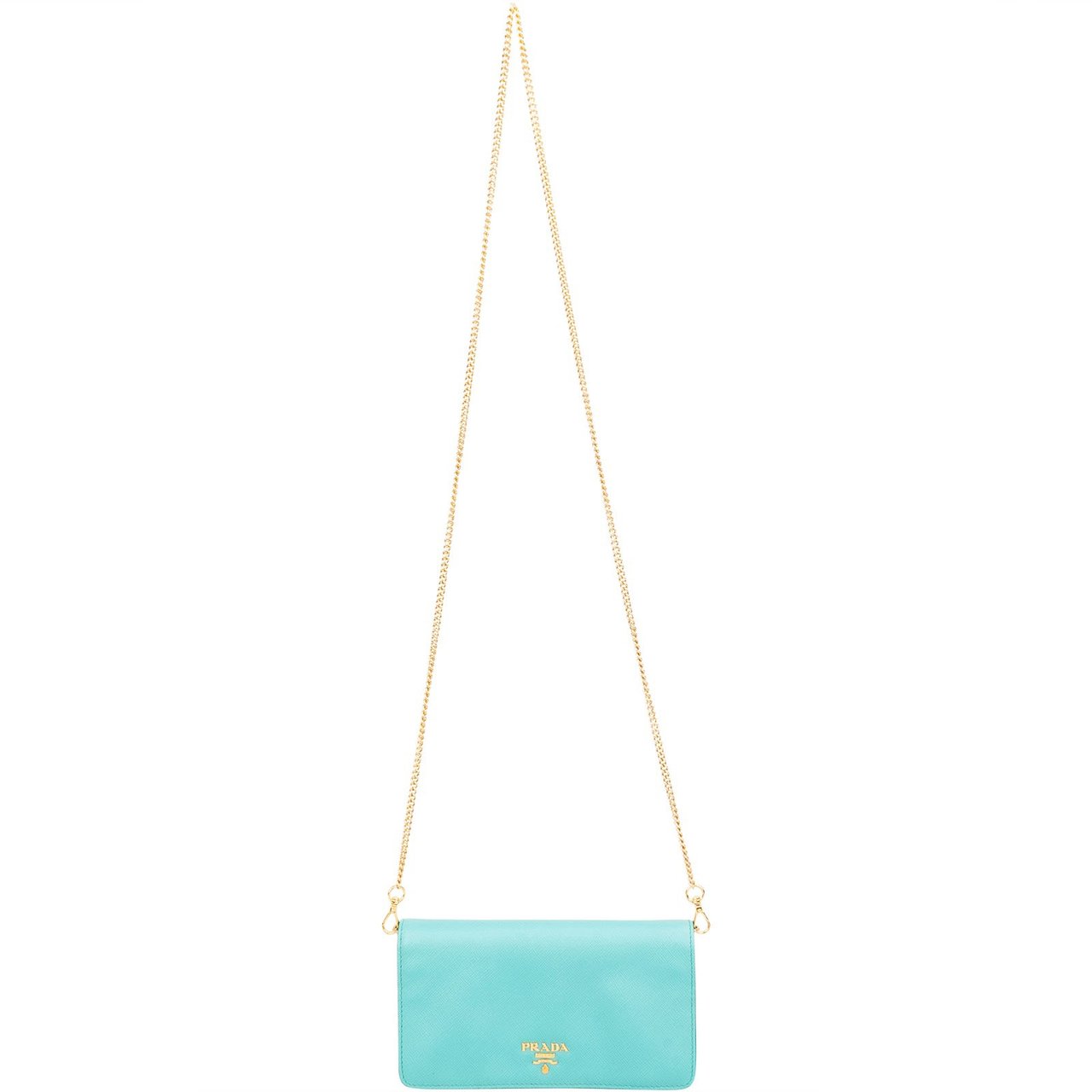 Prada Saffiano Leather Wallet On Chain Crossbody Bag Blauw