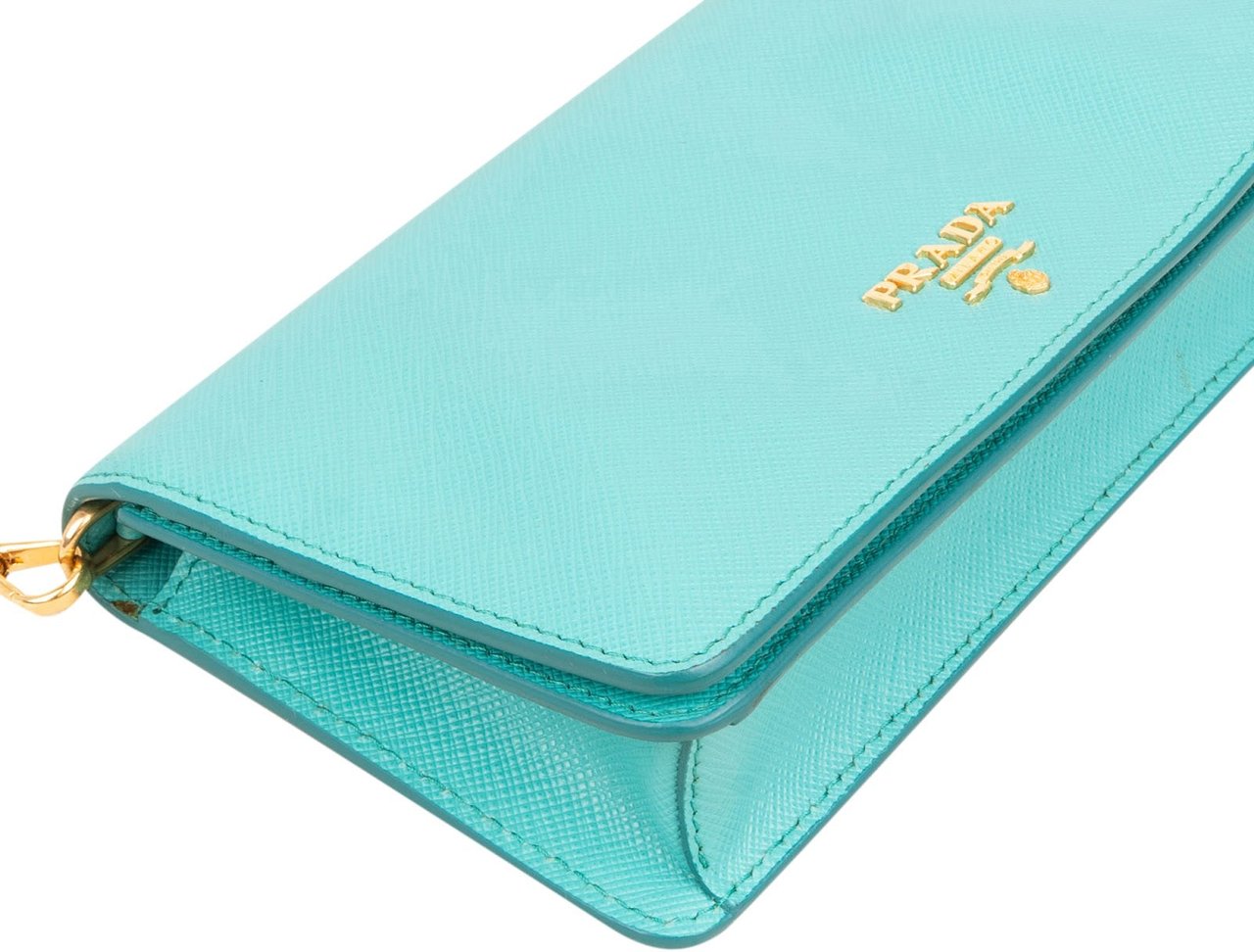 Prada Saffiano Leather Wallet On Chain Crossbody Bag Blauw