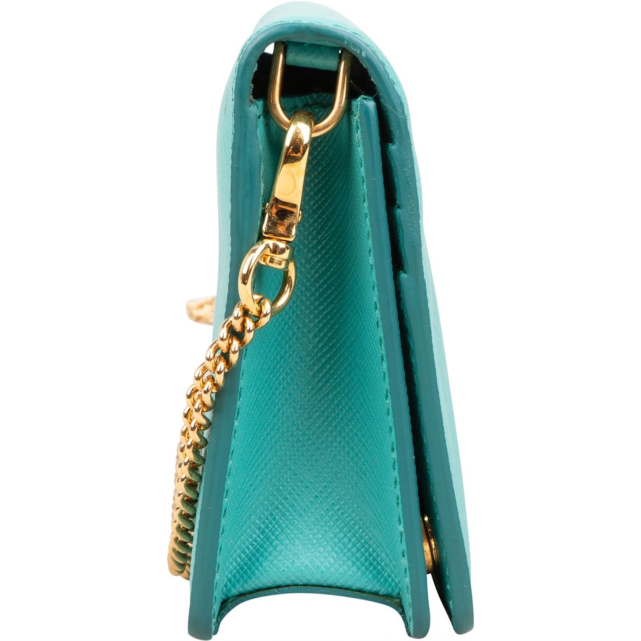 Prada Saffiano Leather Wallet On Chain Crossbody Bag Blauw