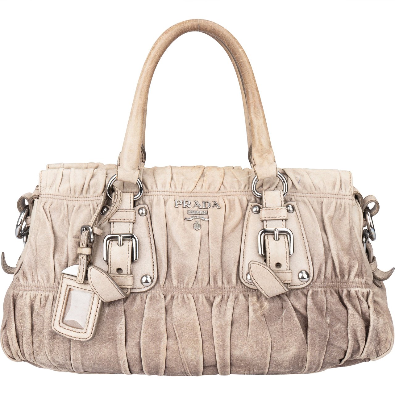 Prada Prada Quilted Leather Bauletto City Handbag Divers