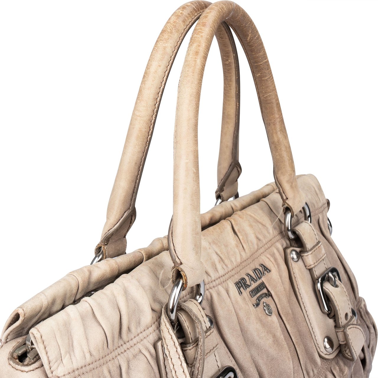 Prada Prada Quilted Leather Bauletto City Handbag Divers