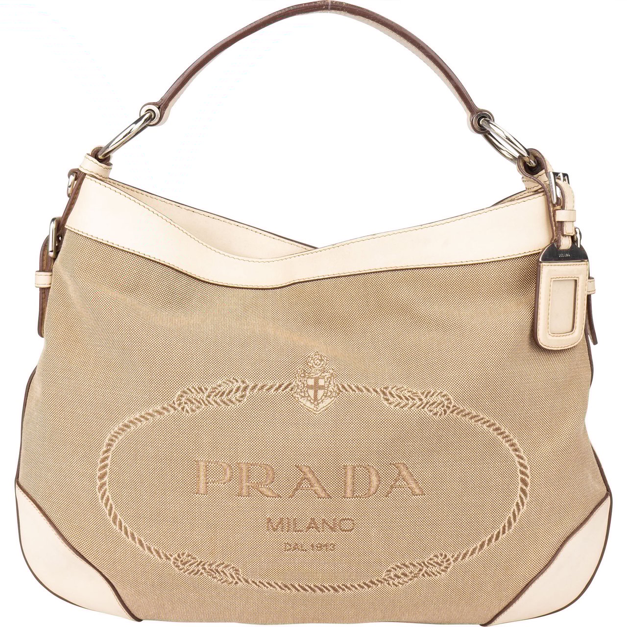Prada Prada Jacquard Monogram Handbag Beige