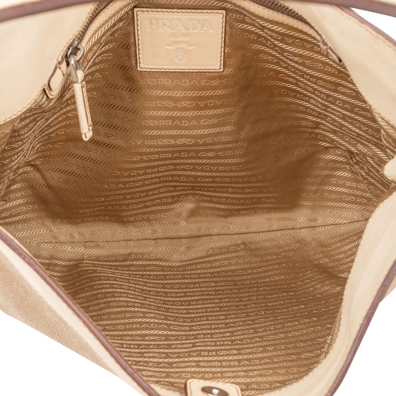 Prada Prada Jacquard Monogram Handbag Beige