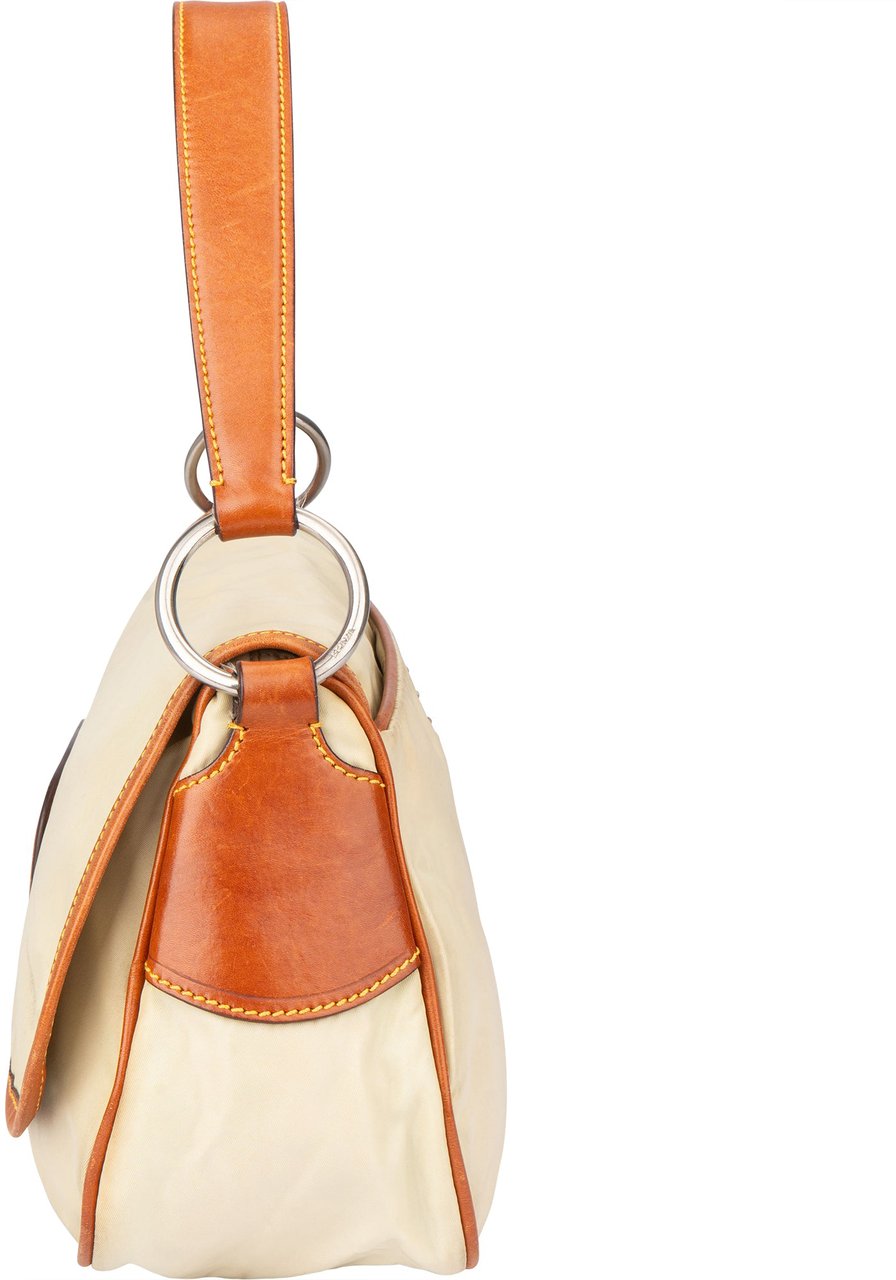 Prada Nylon Triangle Shoulder Bag Beige