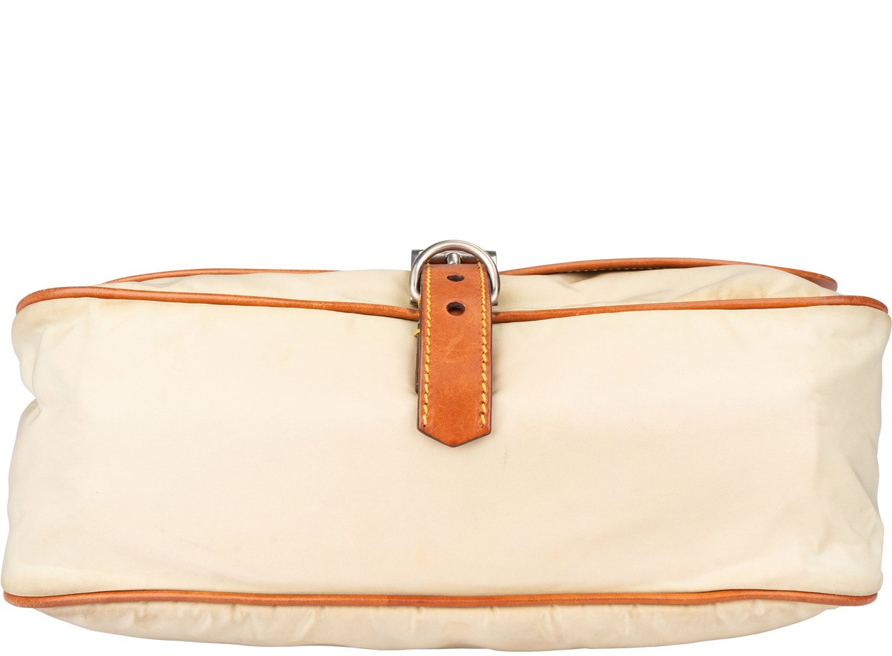 Prada Nylon Triangle Shoulder Bag Beige