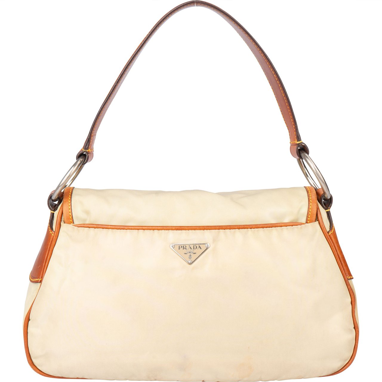 Prada Nylon Triangle Shoulder Bag Beige