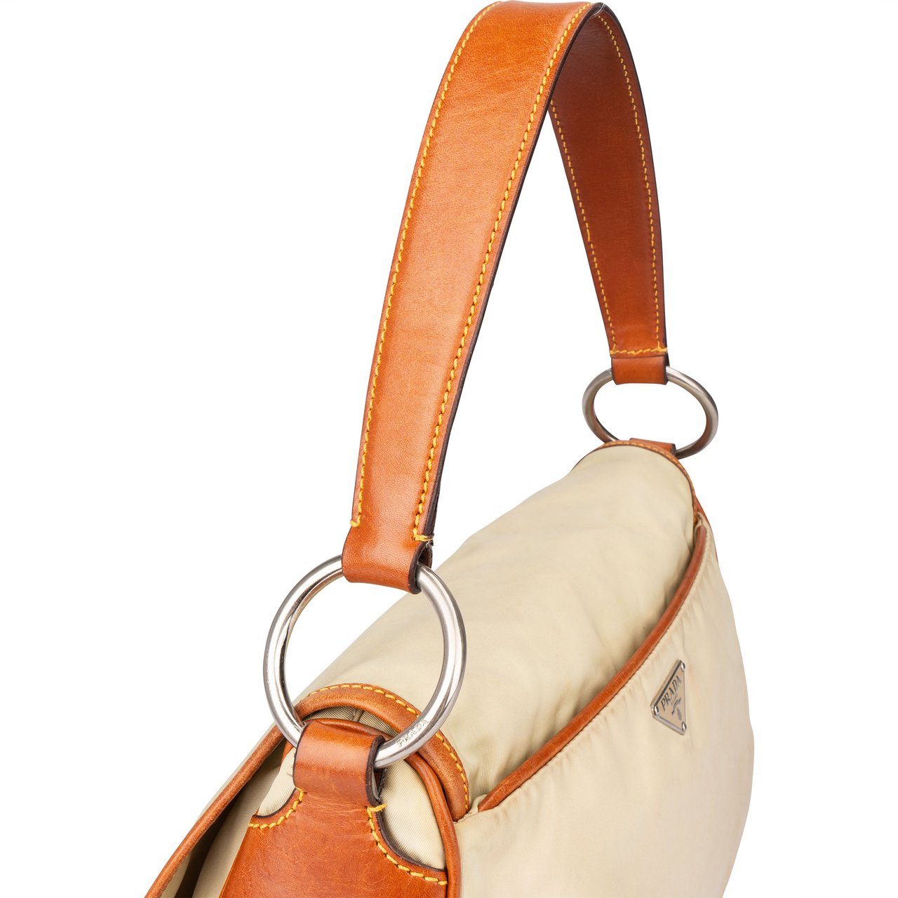 Prada Nylon Triangle Shoulder Bag Beige