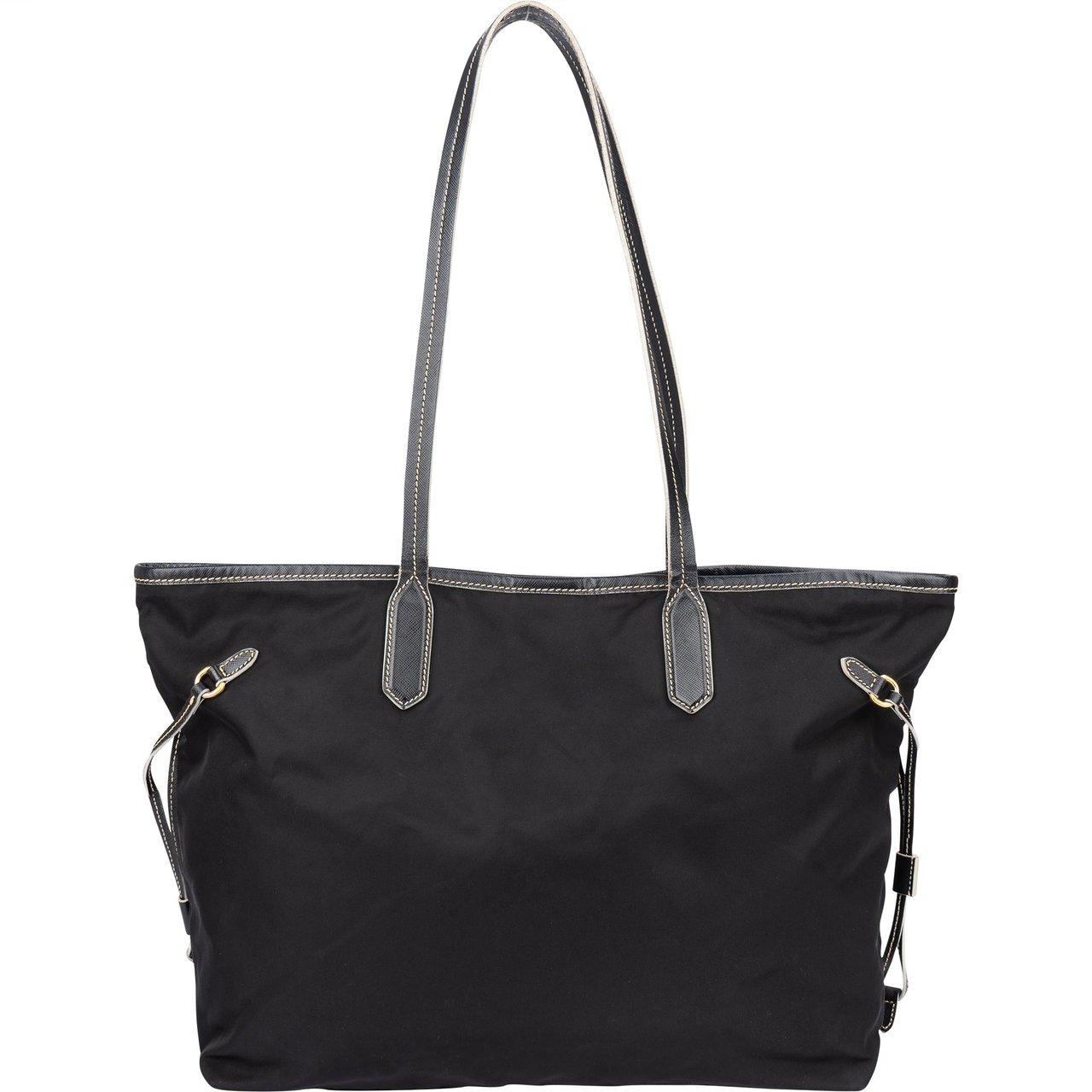 Prada Nylon Saffiano Leather Shopper Handbag Zwart