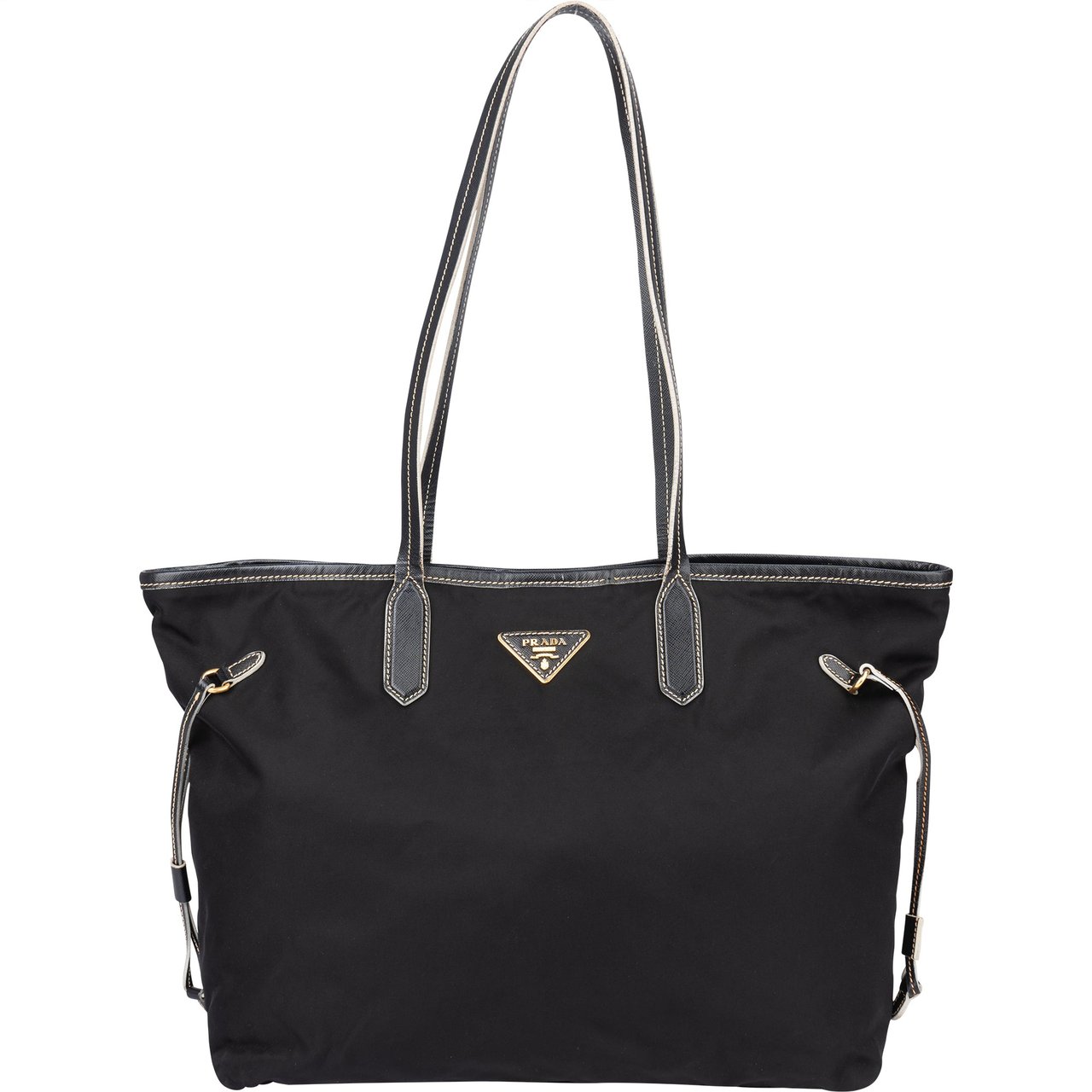 Prada Nylon Saffiano Leather Shopper Handbag Zwart