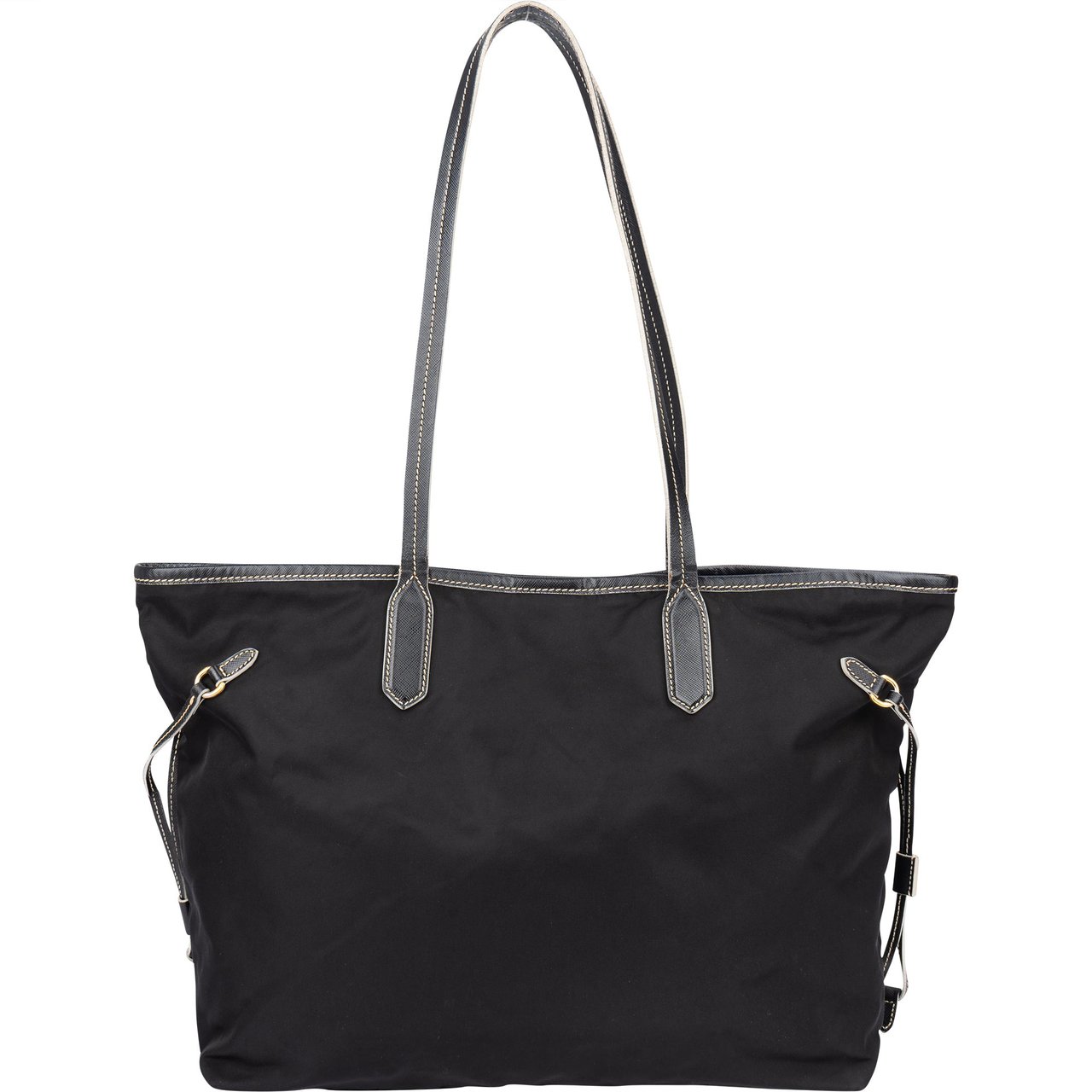 Prada Prada Nylon Saffiano Leather Shopper Handbag Zwart