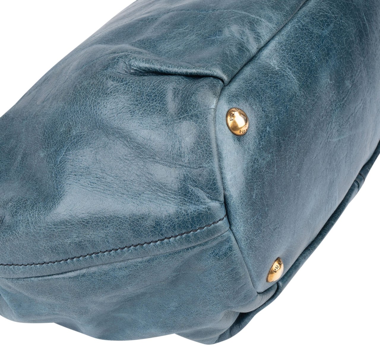 Prada Prada Blue Leather City Handbag Blauw
