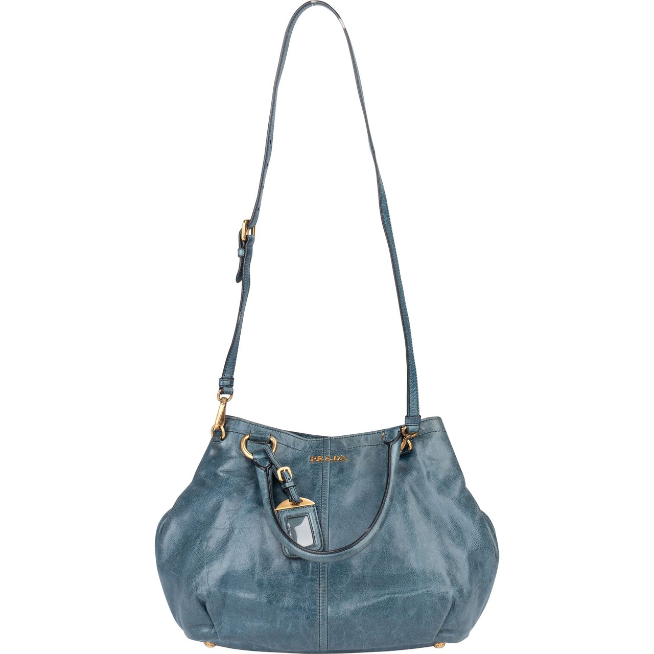 Prada Prada Blue Leather City Handbag Blauw