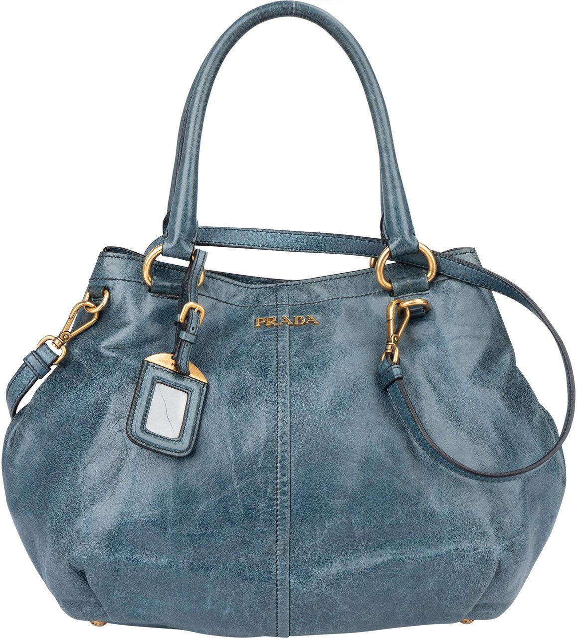 Prada Prada Blue Leather City Handbag Blauw