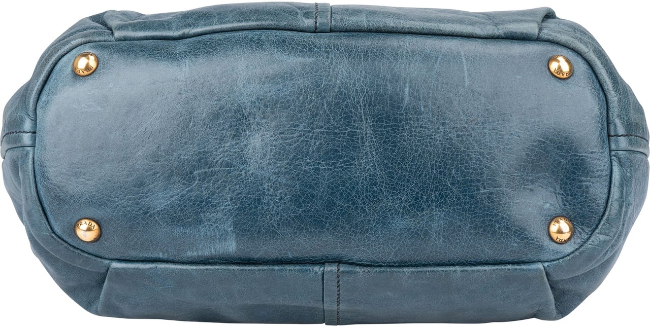 Prada Prada Blue Leather City Handbag Blauw