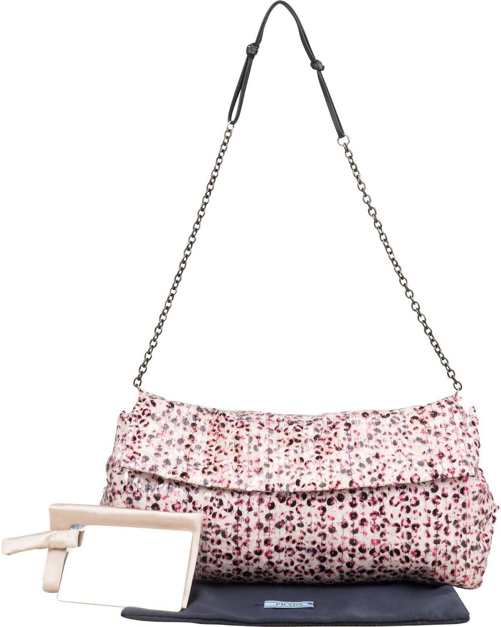 Prada Sequin Embellished Flap Shoulder Bag Roze