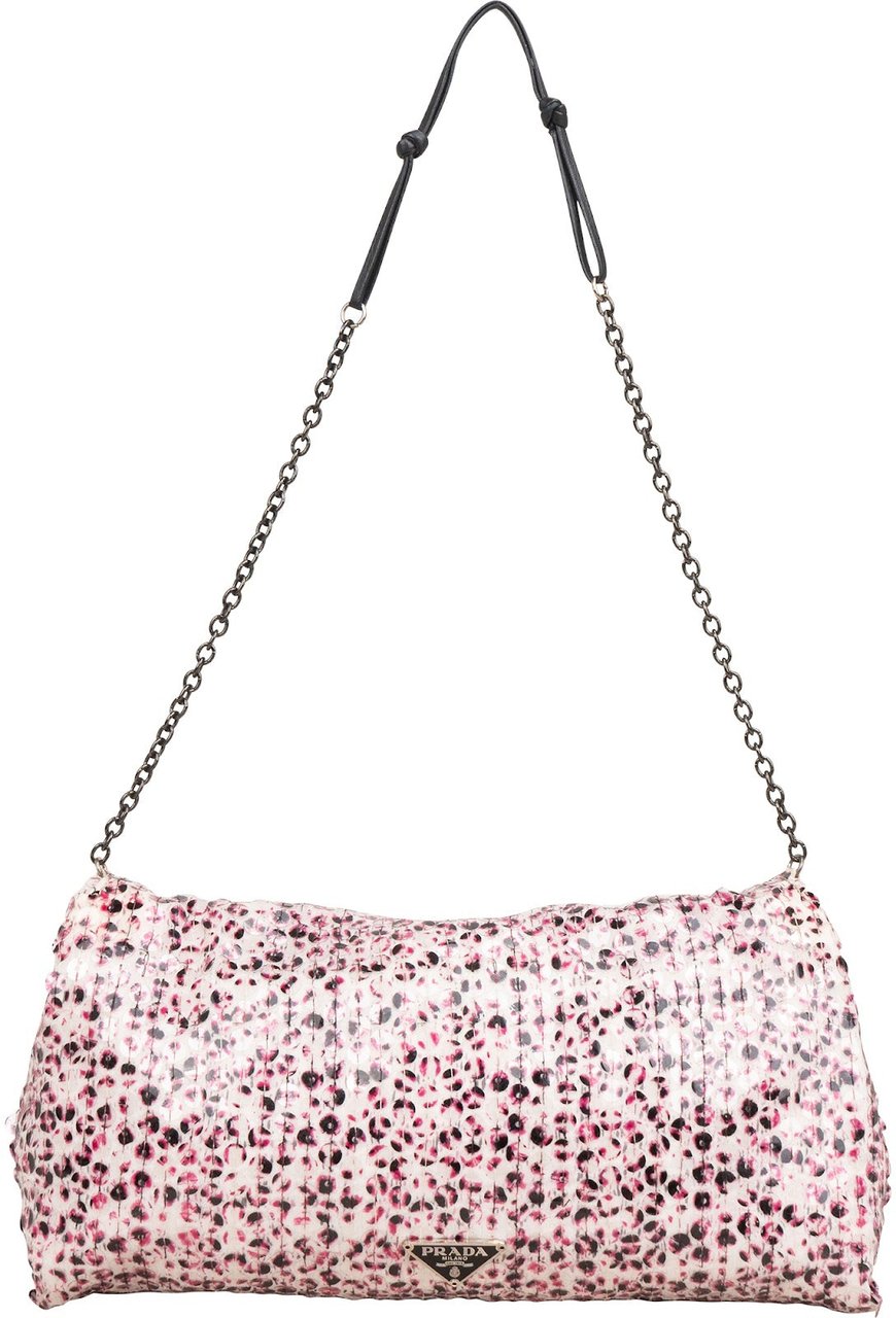 Prada Sequin Embellished Flap Shoulder Bag Roze