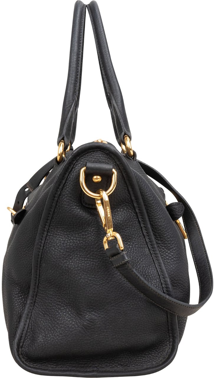 Prada Vitello Daino Leather Tote Handbag Zwart