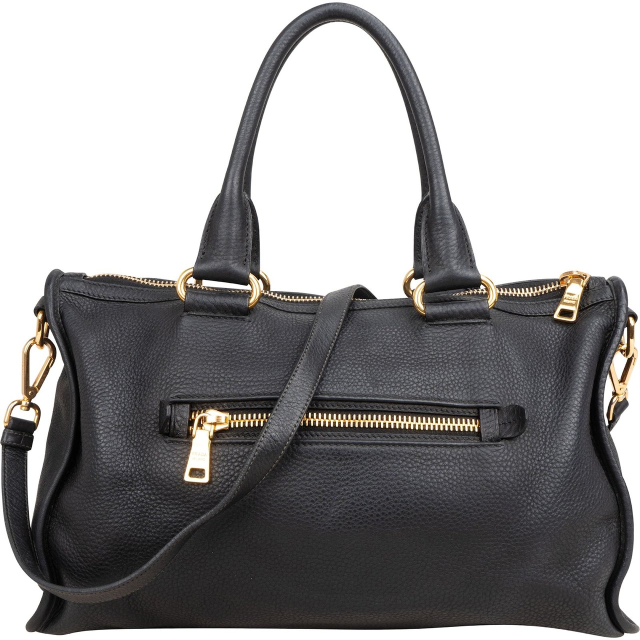 Prada Vitello Daino Leather Tote Handbag Zwart