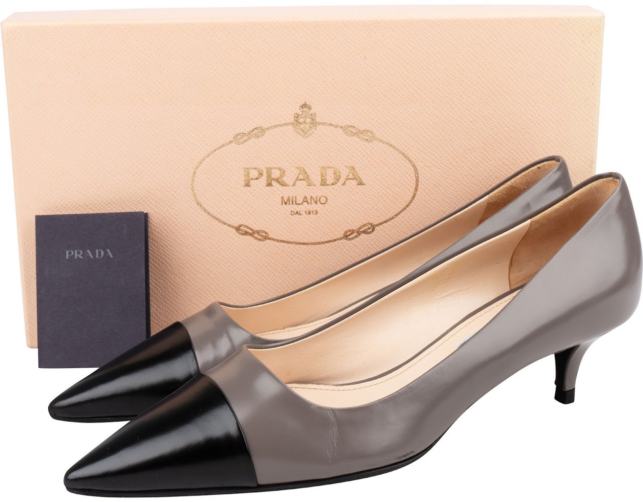 Prada Multicolor Patent Leather Cap-Toe Kitten Heel Pumps (37) Divers