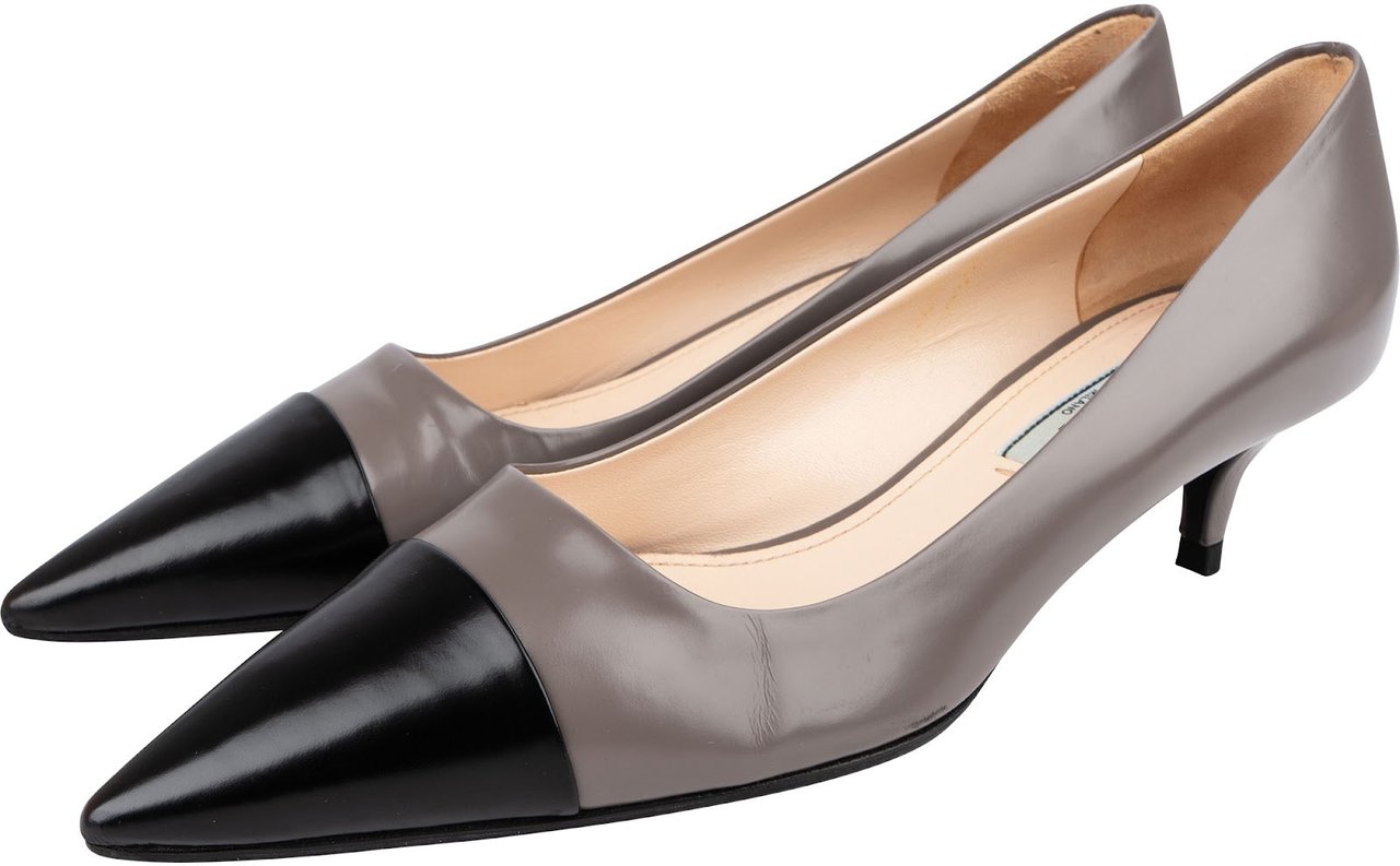 Prada Multicolor Patent Leather Cap-Toe Kitten Heel Pumps (37) Divers