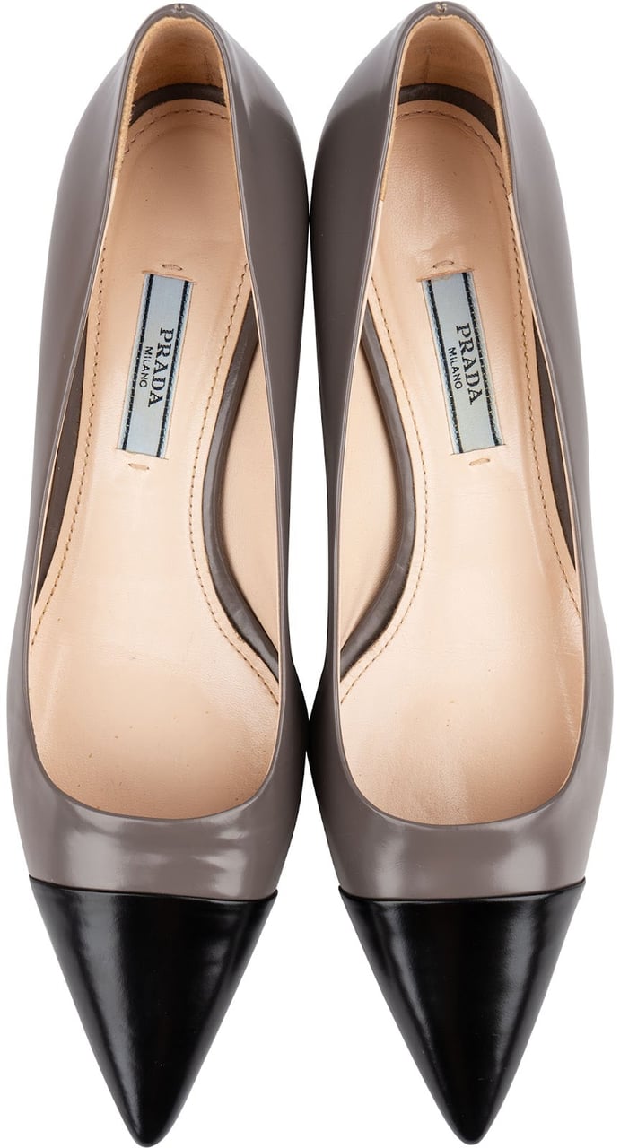 Prada Multicolor Patent Leather Cap-Toe Kitten Heel Pumps (37) Divers