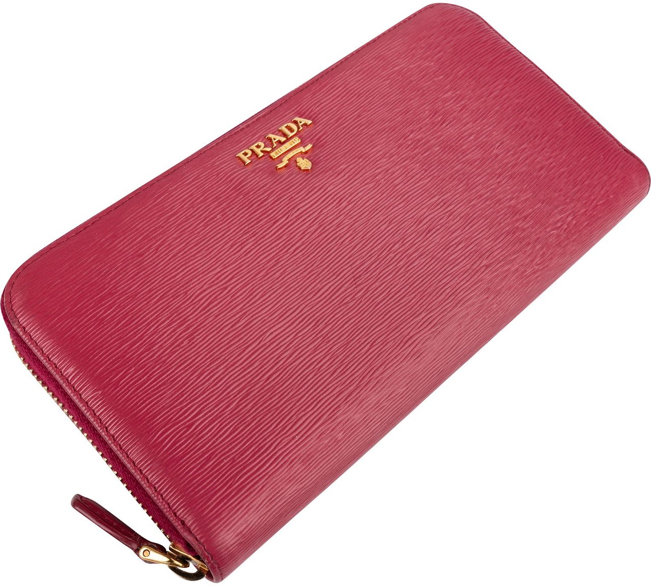 Prada Vitello Move Leather Zip Around Wallet Rood