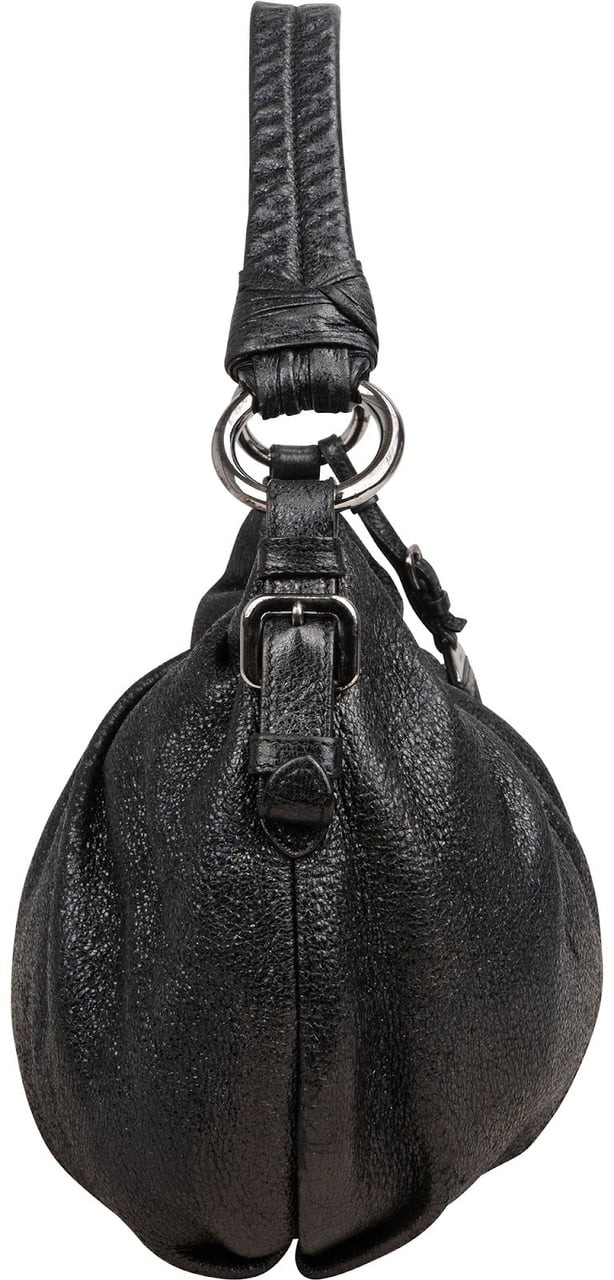Prada Vitello Daino Ruched Hobo Shoulder Bag Zwart