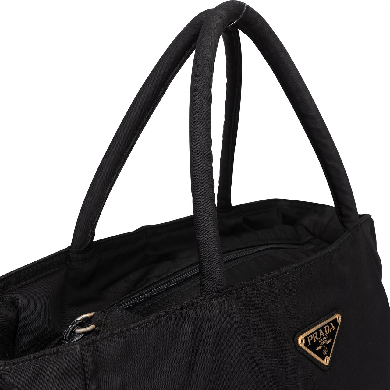 Prada Black Nylon Triangle Handbag Zwart