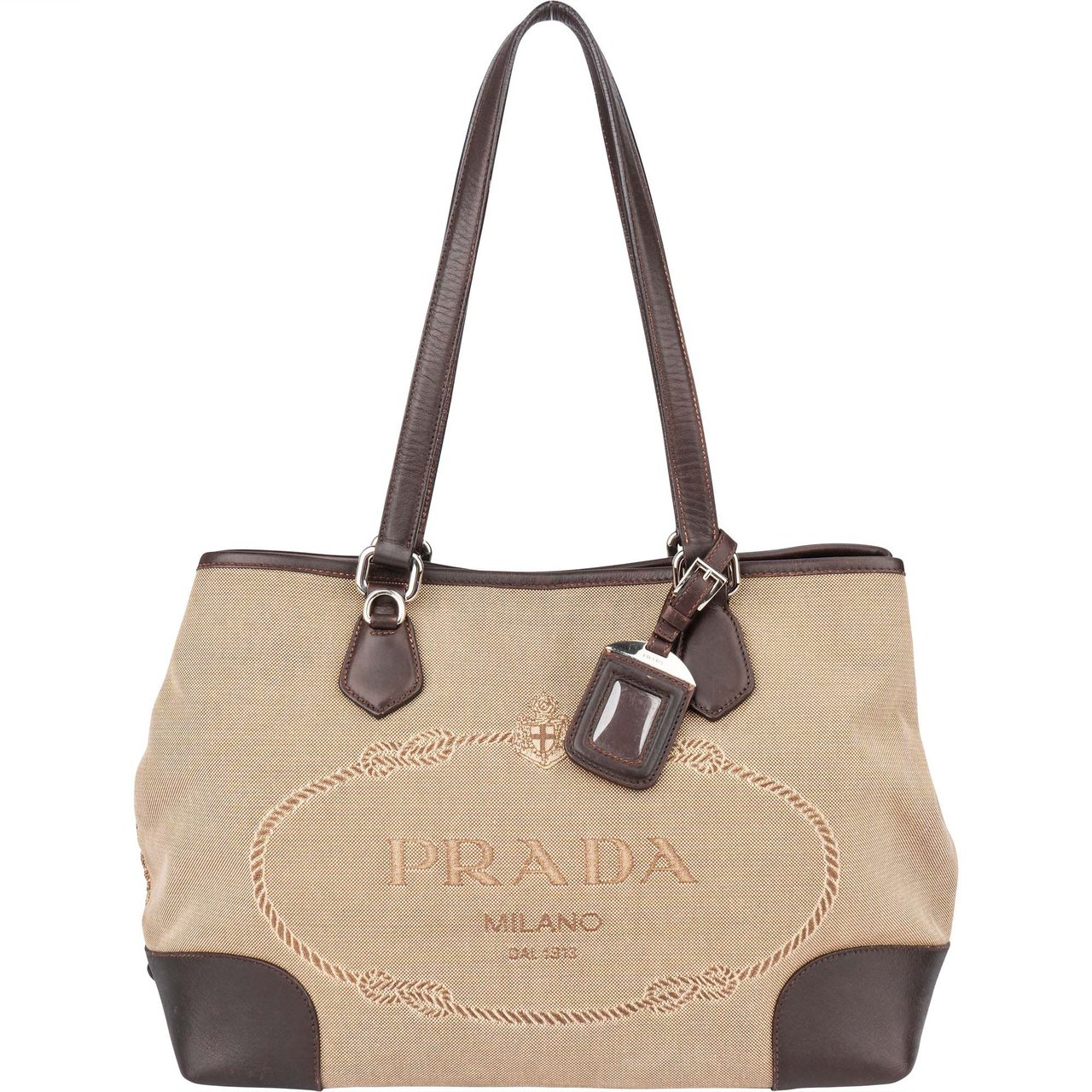 Prada Prada Jacquard Triangle Shoulder Bag Bruin