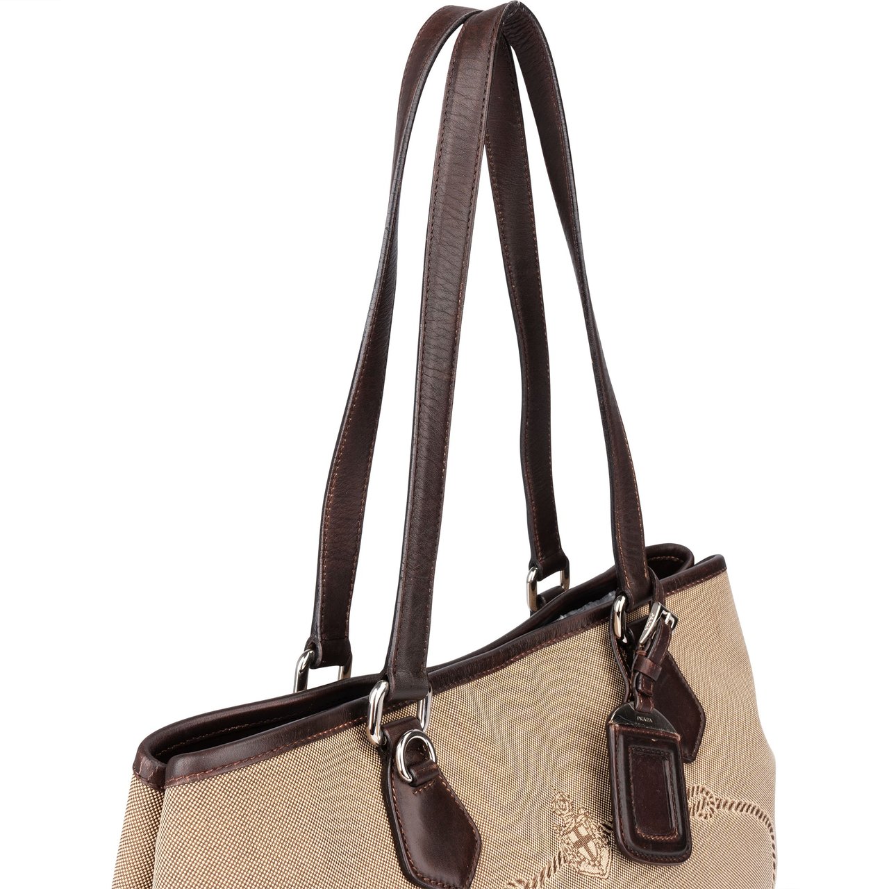 Prada Prada Jacquard Triangle Shoulder Bag Bruin