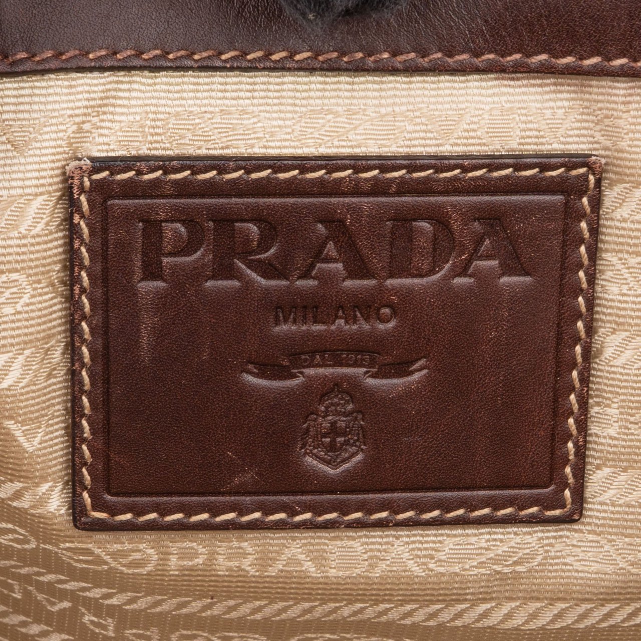 Prada Prada Jacquard Triangle Shoulder Bag Bruin