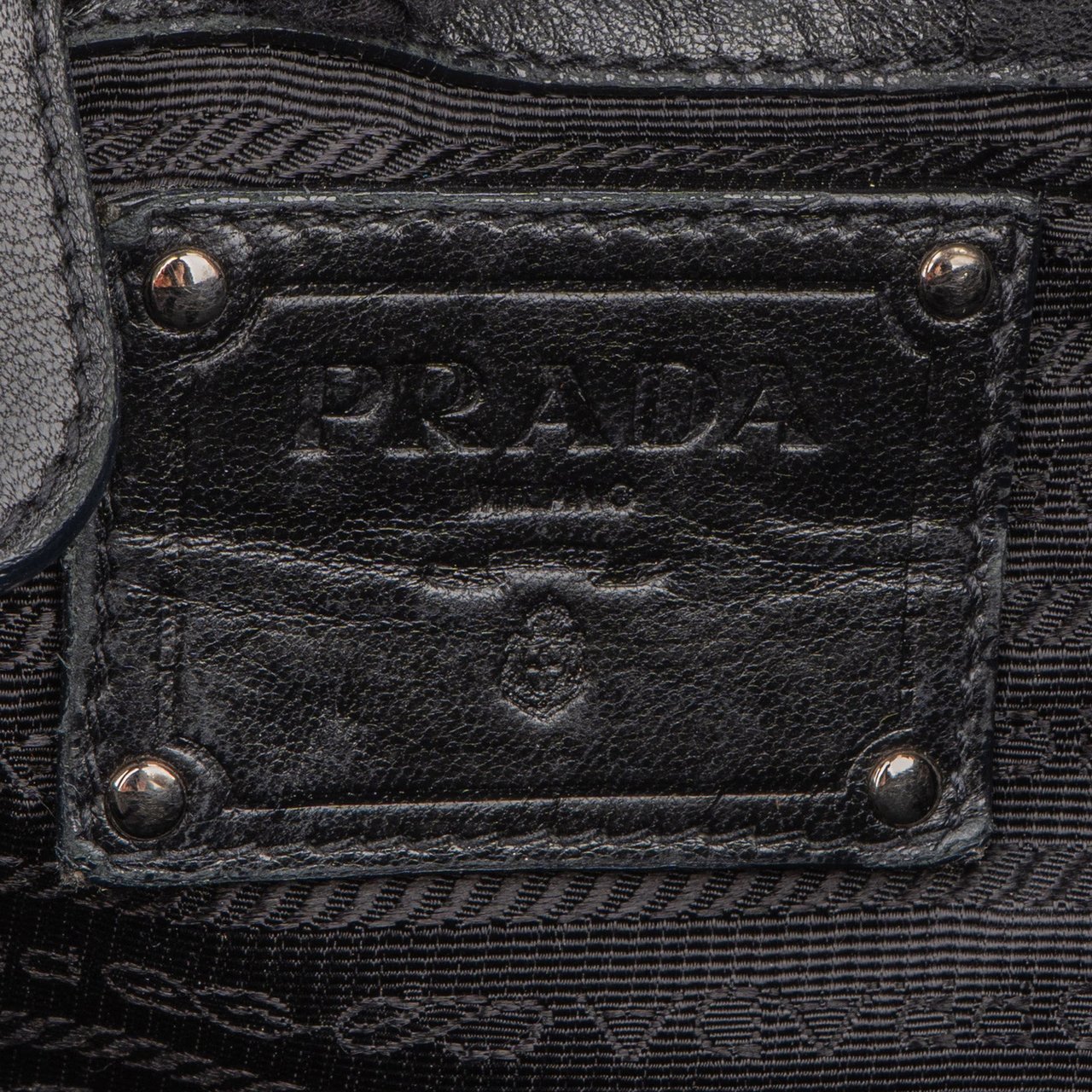 Prada Prada Nylon Leather Handbag Zwart