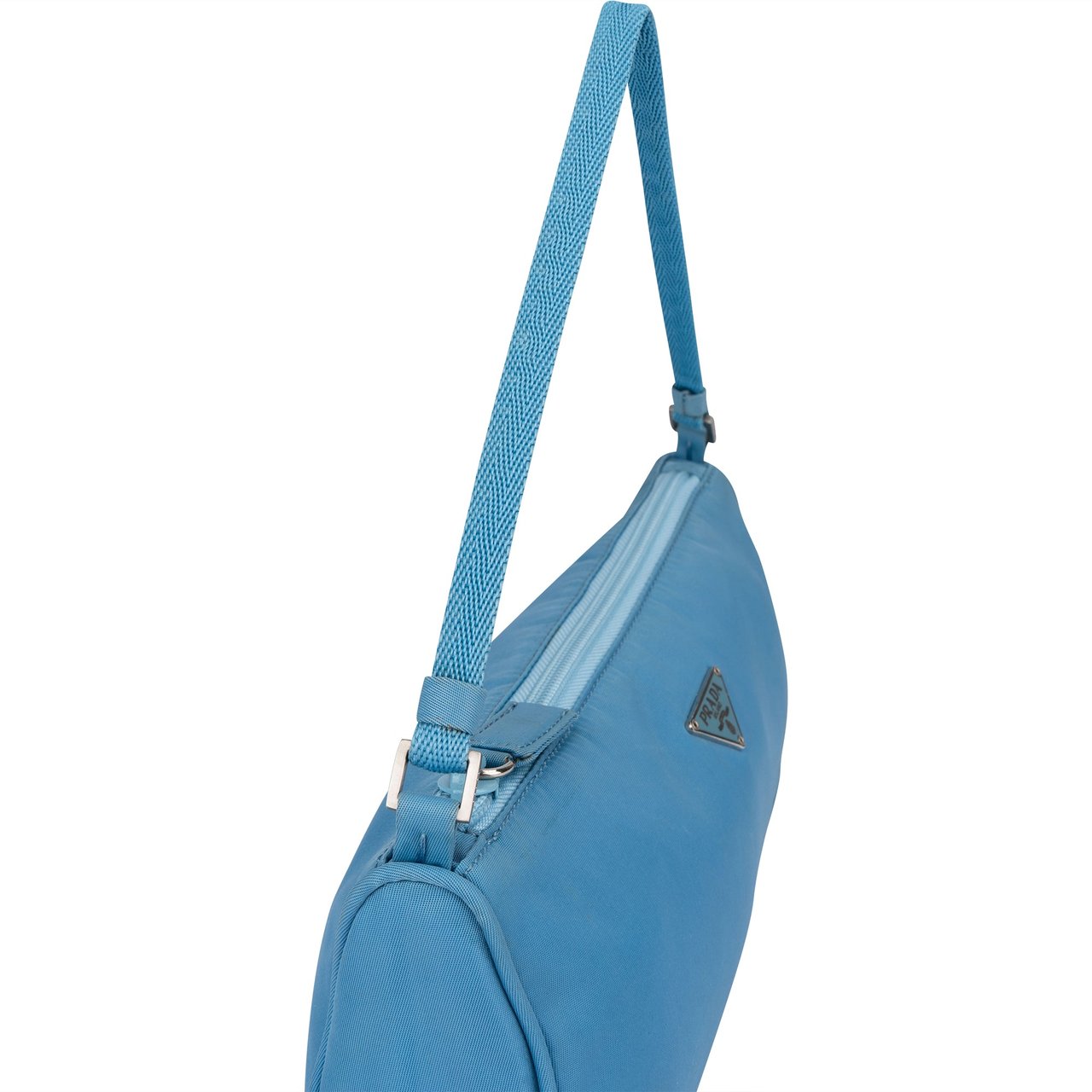 Prada Prada Blue Nylon Triangle Handbag Blauw