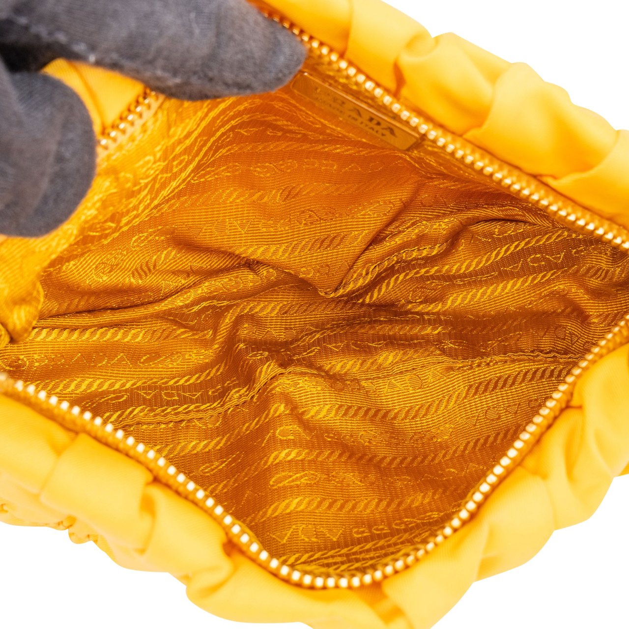 Prada Prada Yellow Nylon Triangle Handbag Geel