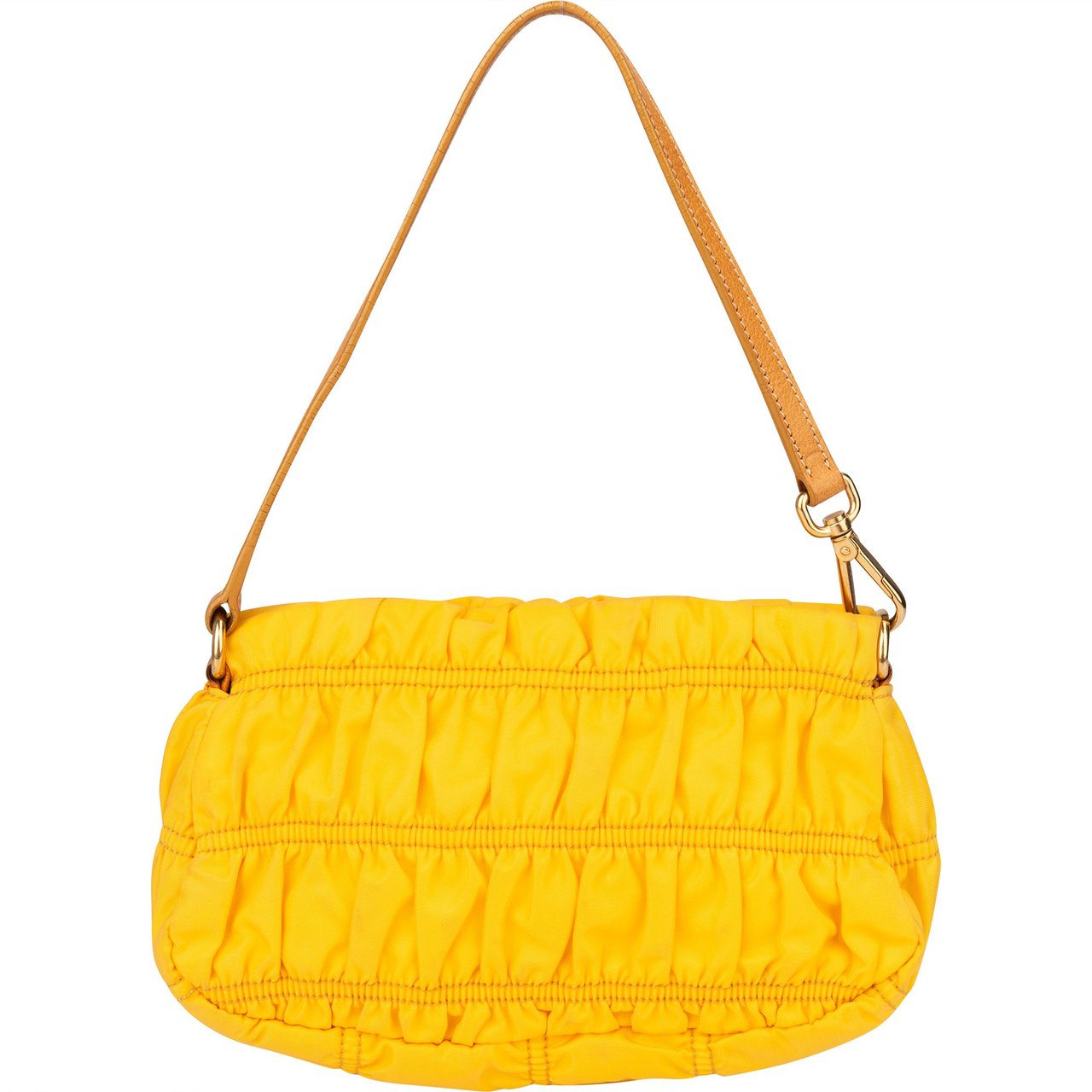 Prada Prada Yellow Nylon Triangle Handbag Geel