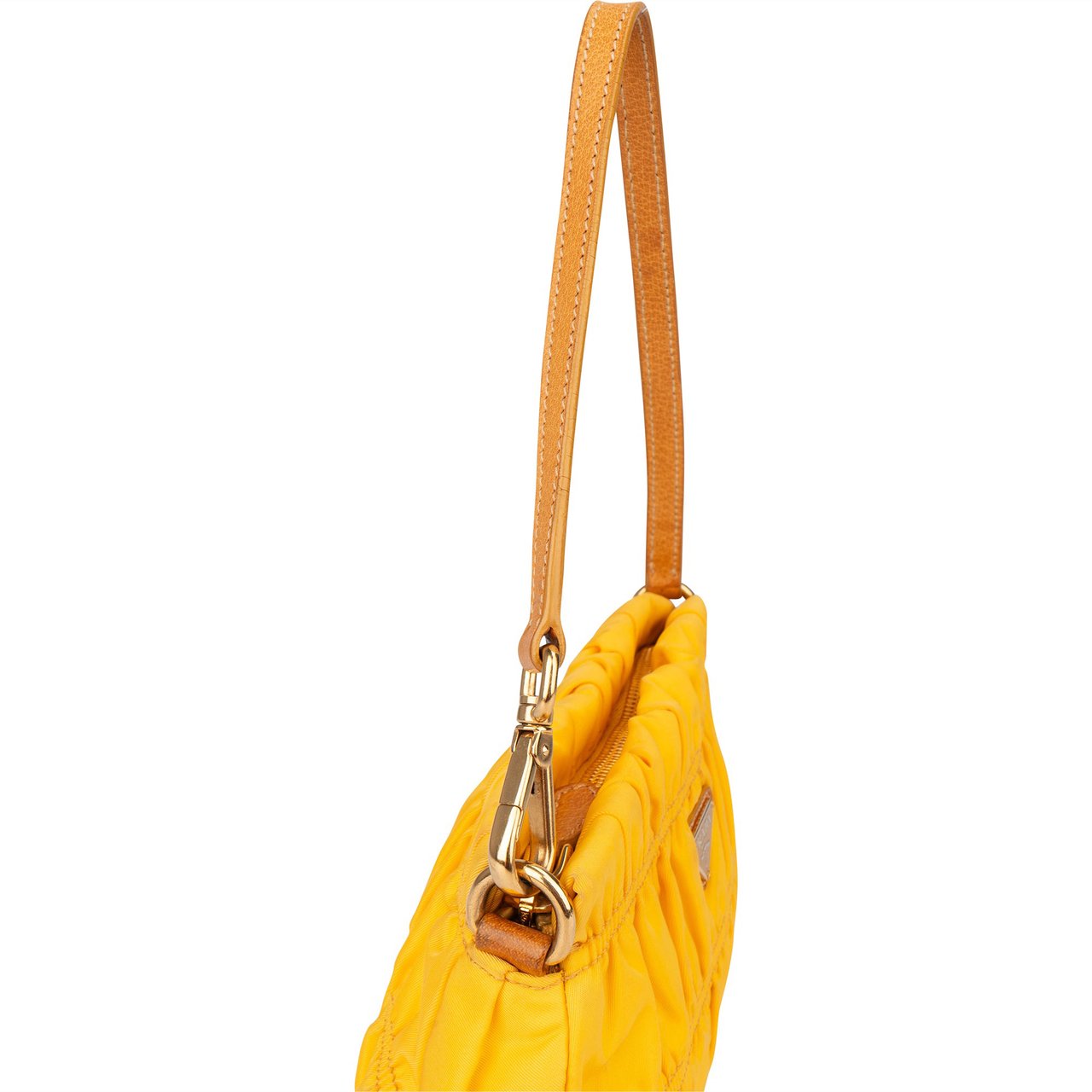 Prada Prada Yellow Nylon Triangle Handbag Geel