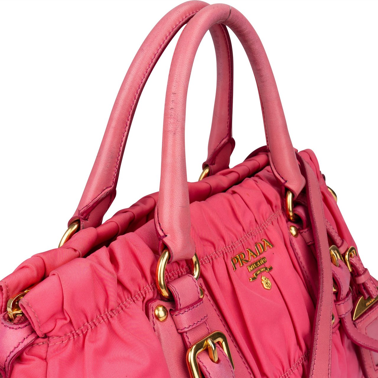 Prada Prada Pink Nylon City Handbag Roze