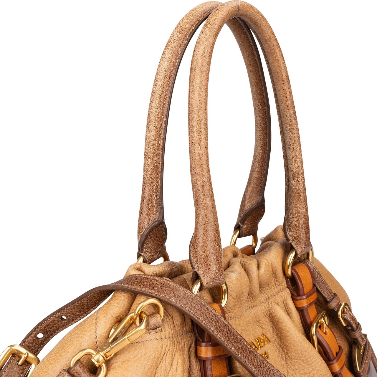 Prada Prada Calfskin Cervo Antik Handbag Bruin