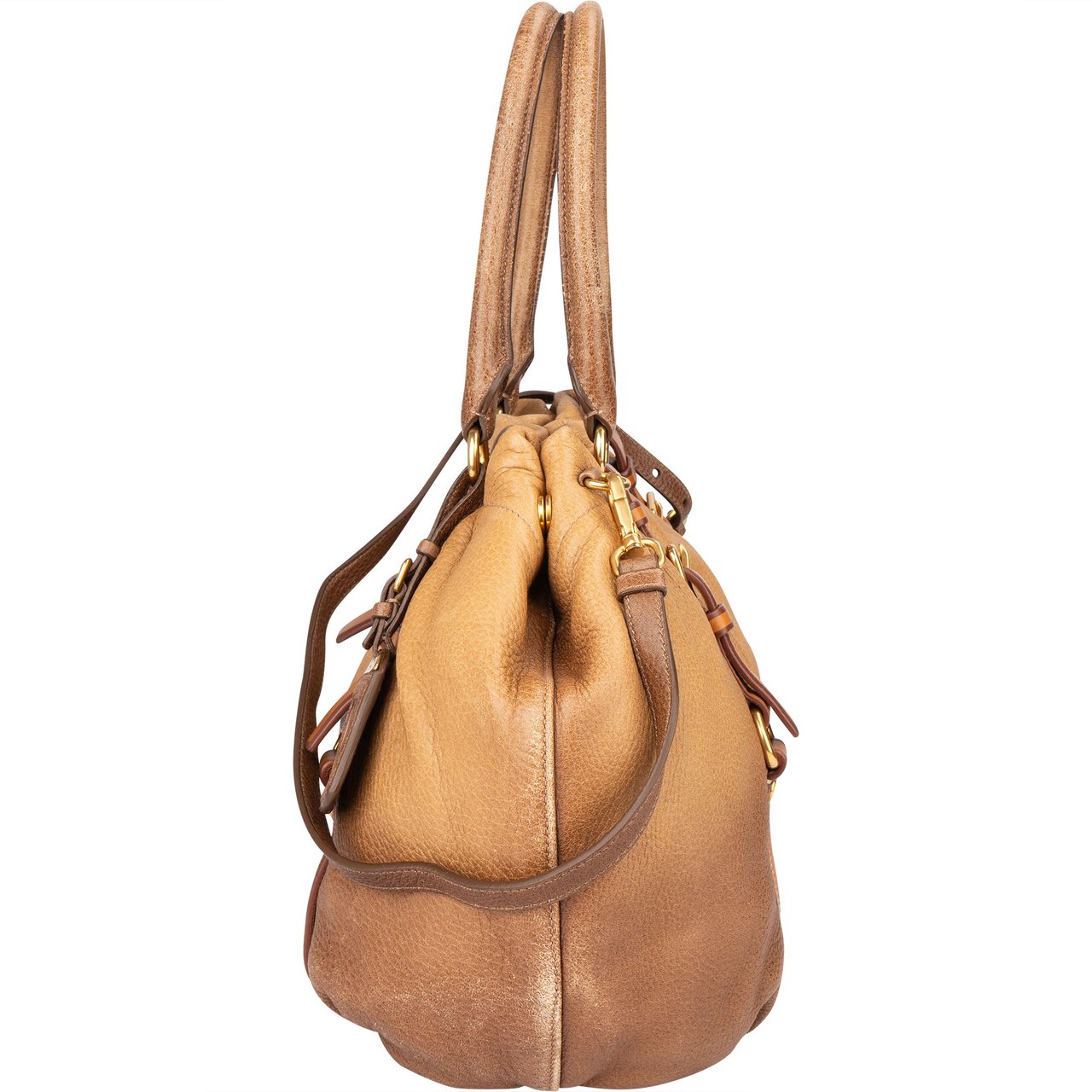 Prada Calfskin Cervo Antik Handbag Bruin